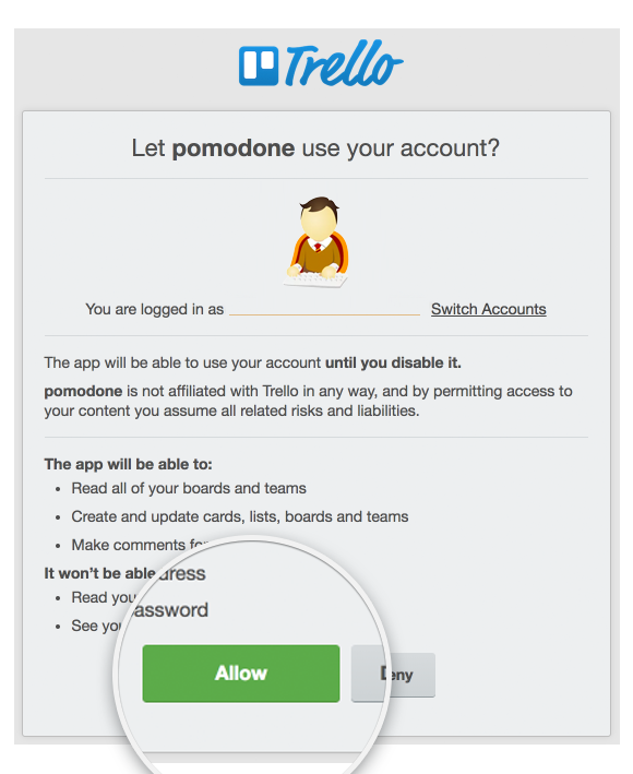 After logging into Trello, you will see the permissions page